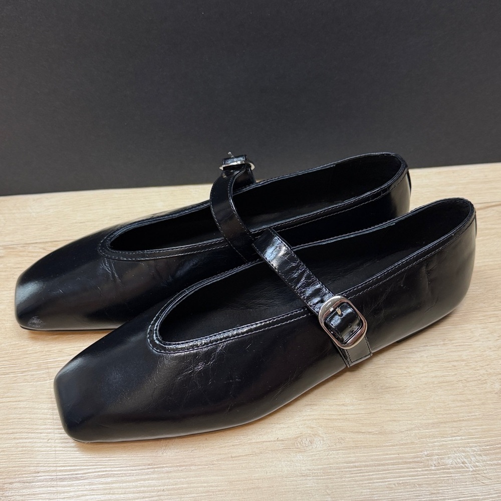 Tony Bianco Black Mary Jane Leather Flats - Picture 6 of 10